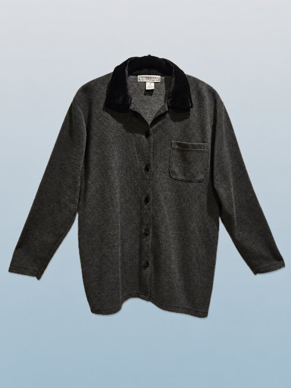 Dress Barn Sweater-like shirt w/velvet collar - M